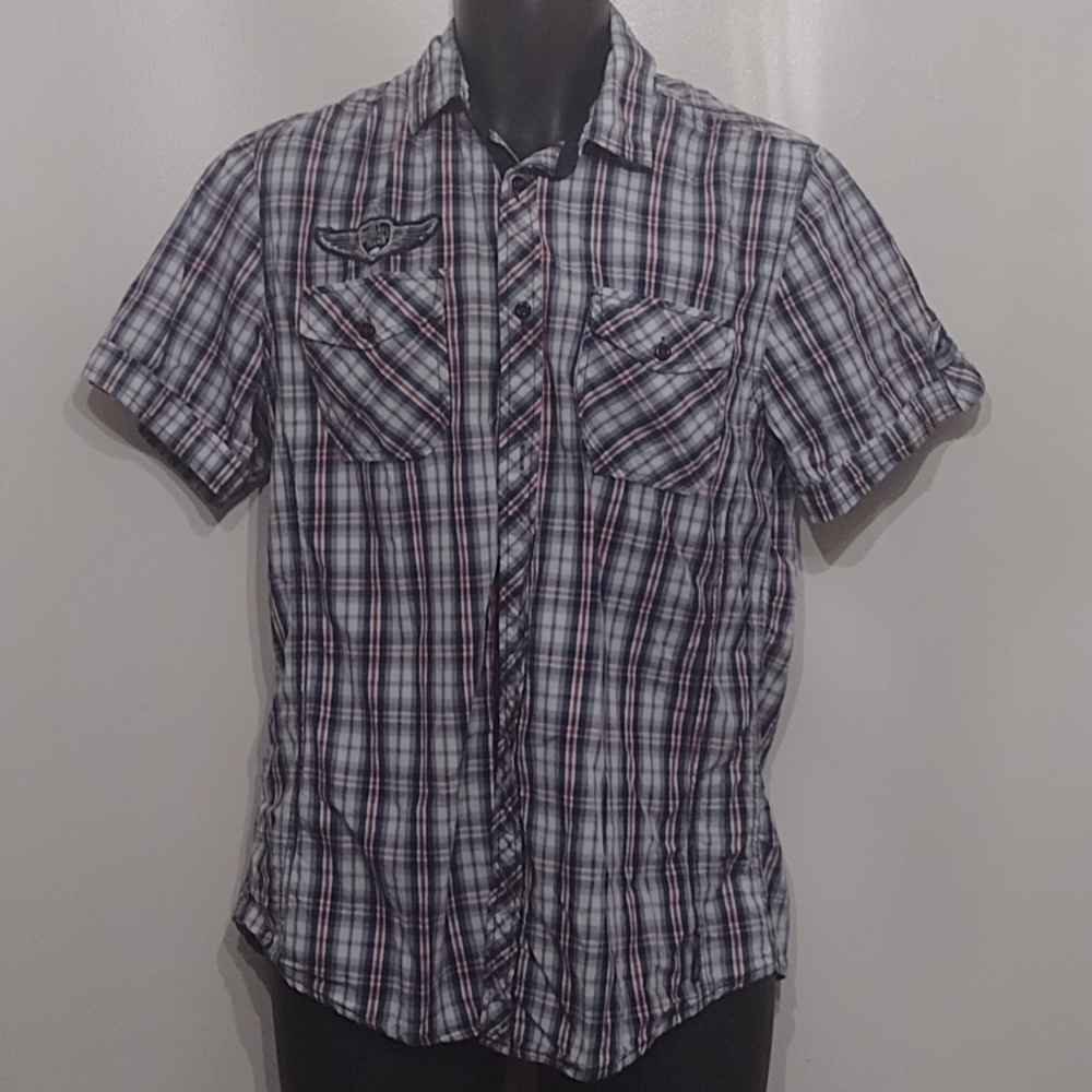 Buffalo David Button Blue Shirt